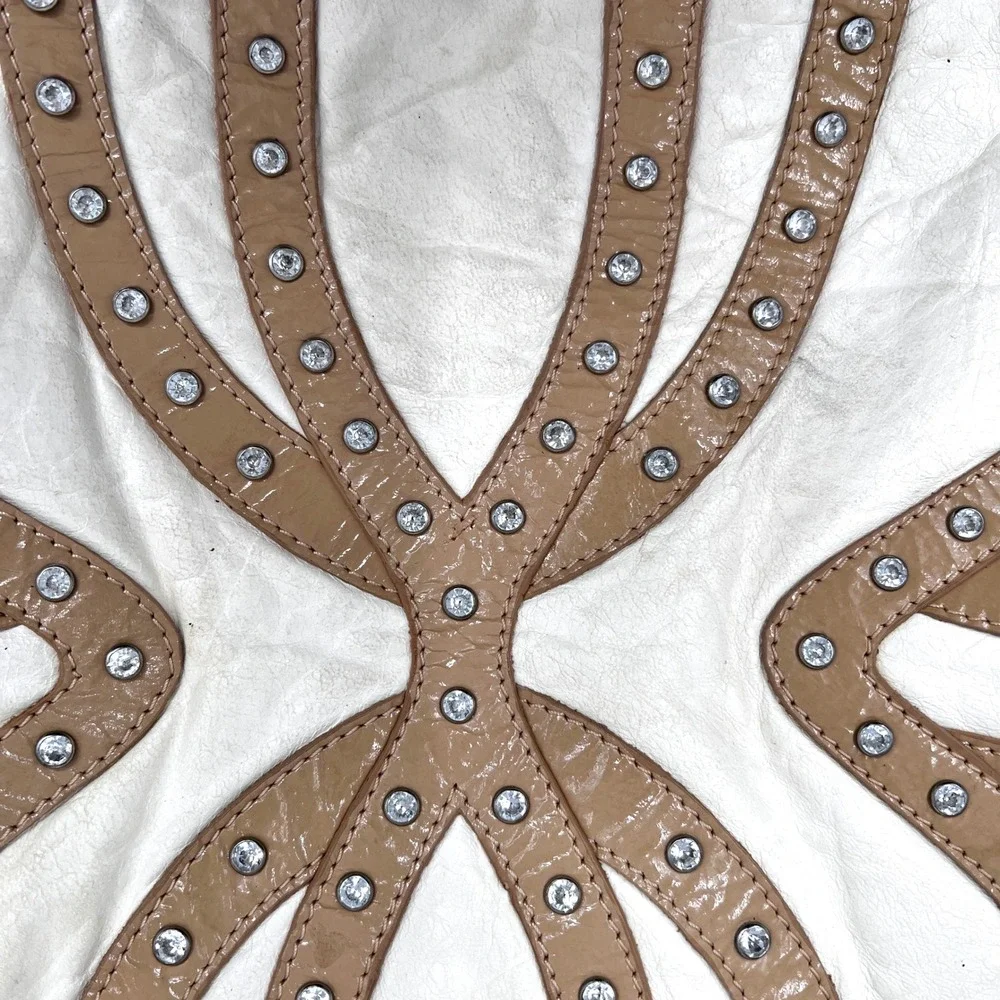 Charm and‎ Luck Studded Leather Hobo Crossbody Shoulder Bag Rhinestones Y2K VTG